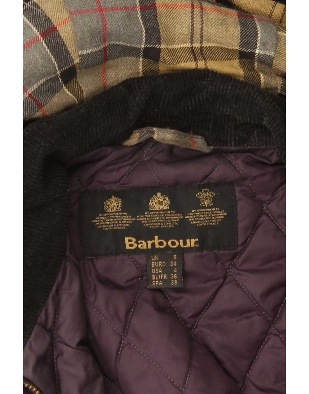 Giacca da donna in cotone cerato con cappuccio Barbour UK 8 Small Viola