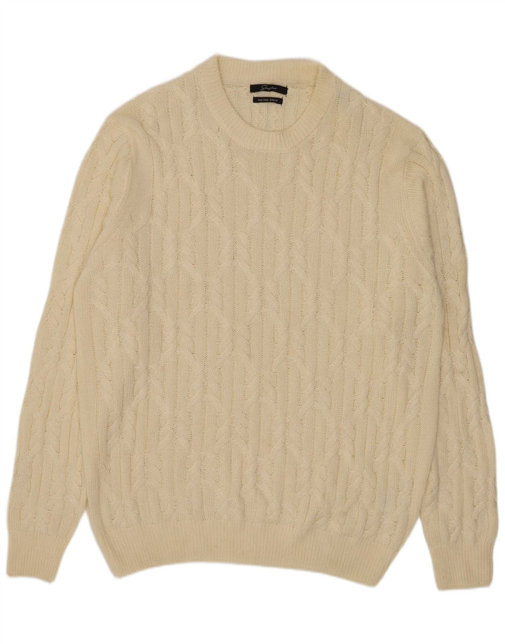 Maglione maglione girocollo da uomo Sonny Bono XL poliestere bianco sporco