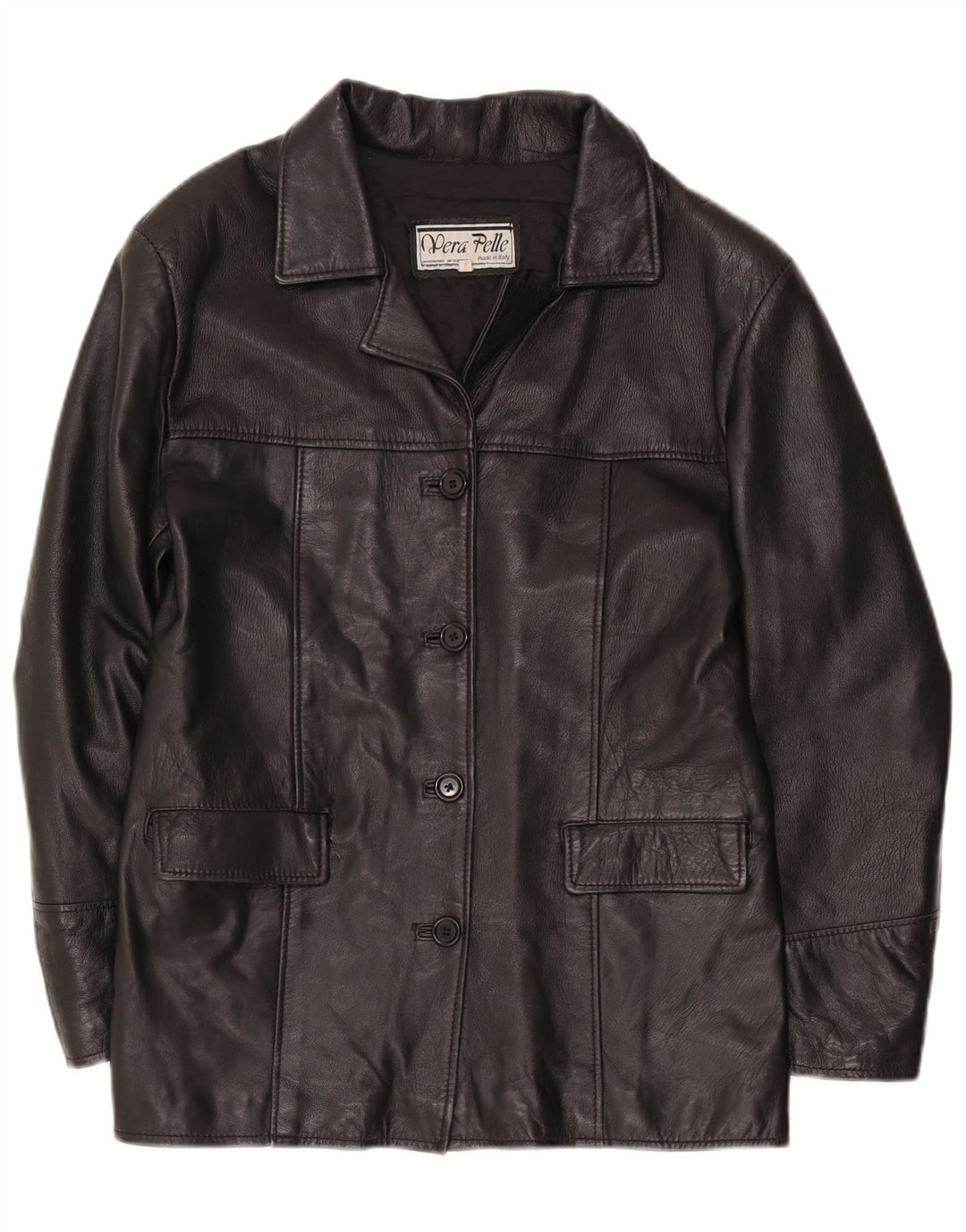 Giacca Blazer a 4 Bottoni da Donna Lavorazione Artigianale UK 12 Media Nera