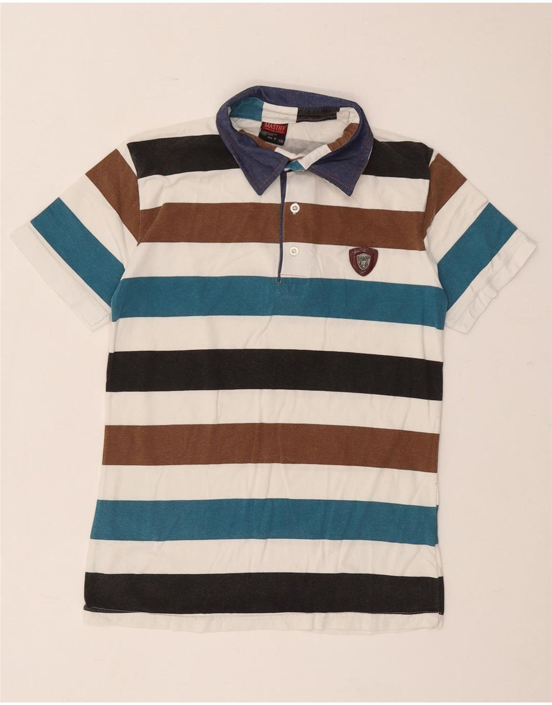 Polo da rugby vintage da uomo in cotone a righe multicolori medie