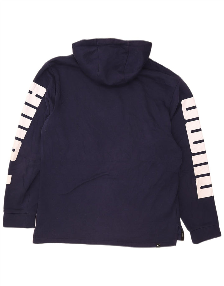 Felpa con cappuccio grafica da uomo Puma media cotone blu navy