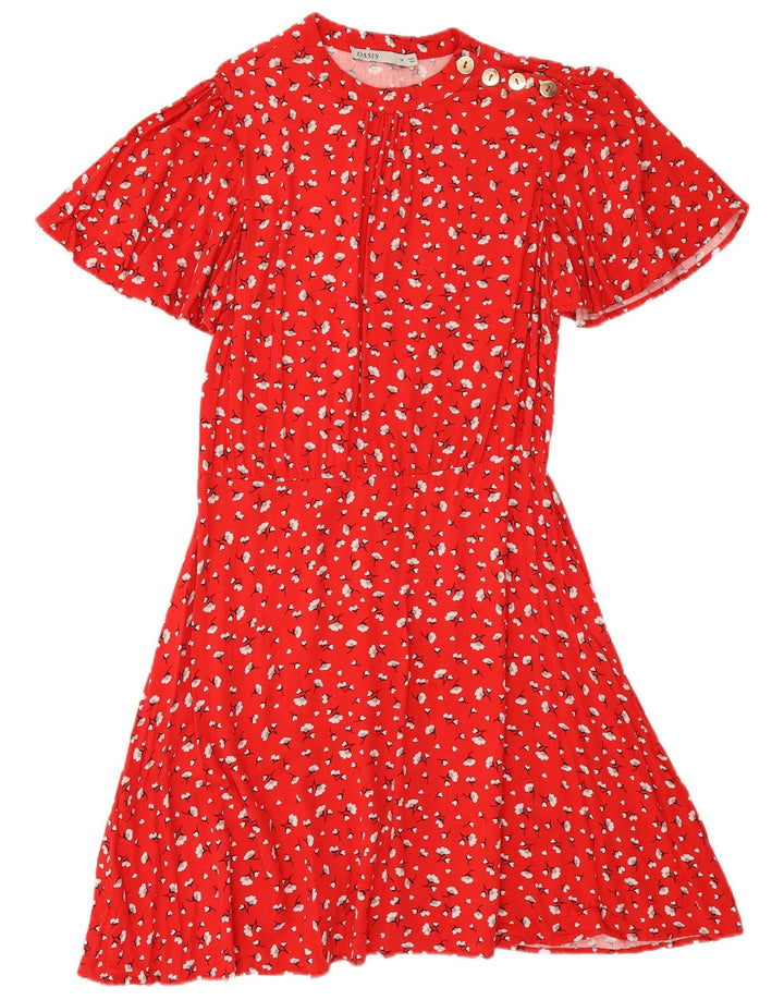 Abito a trapezio da donna Oasis UK 14 Viscosa floreale rossa media