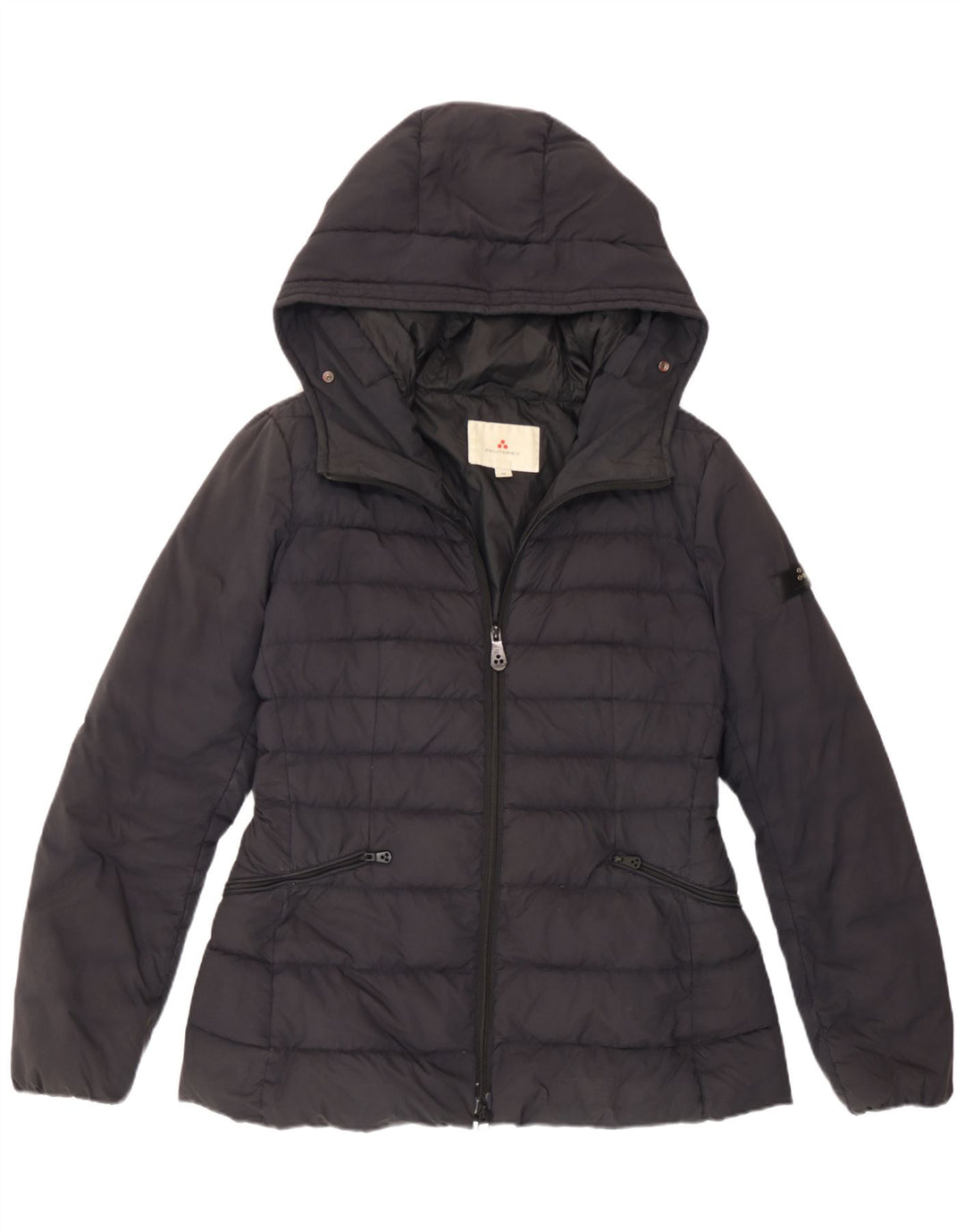 PEUTEREY Giubbotto Imbottito con Cappuccio Donna IT 46 Large Nero Poliammide