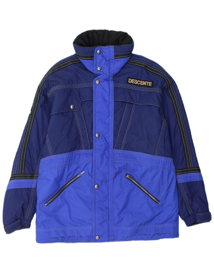 Giacca da sci con cappuccio da uomo Descente IT 54 2XL Blu Colourblock Poliammide