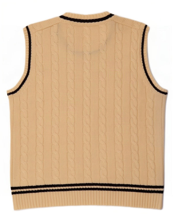 Vintage Mens Vest Tank Top Large Beige Striped