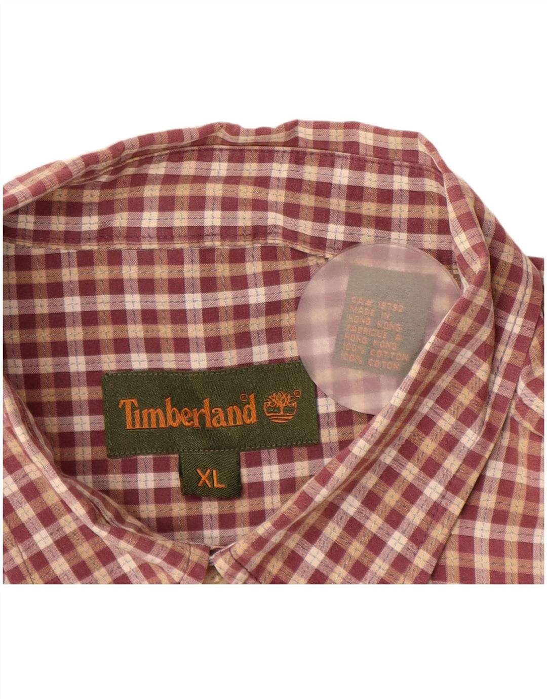 TIMBERLAND Camicia a maniche corte da uomo XL in cotone a quadri bordeaux
