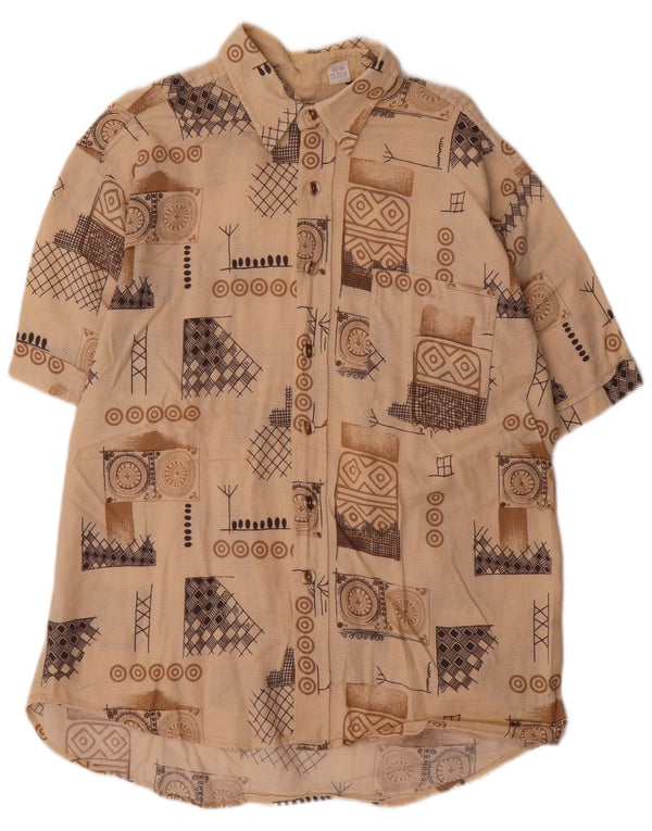 Camicia a maniche corte da uomo Bodoni taglia 43/44 XL Cotone geometrico beige