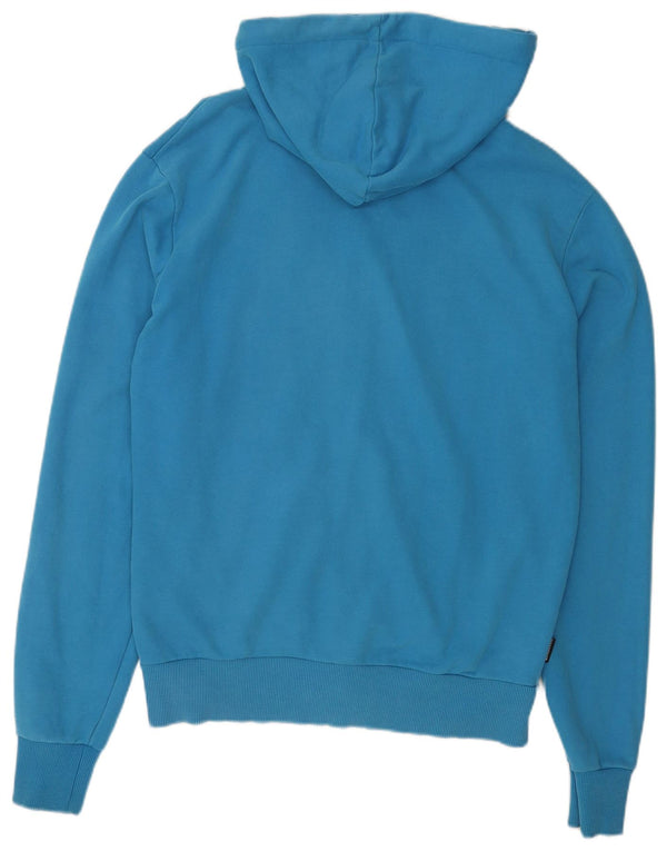 SUPERDRY Mens Graphic Zip Hoodie Sweater Large Blue Cotton