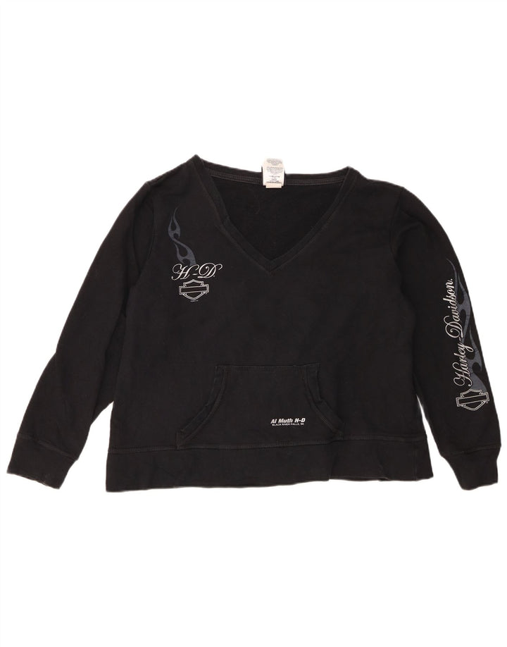 Felpa corta da donna con grafica Harley Davidson UK 16 grande nera