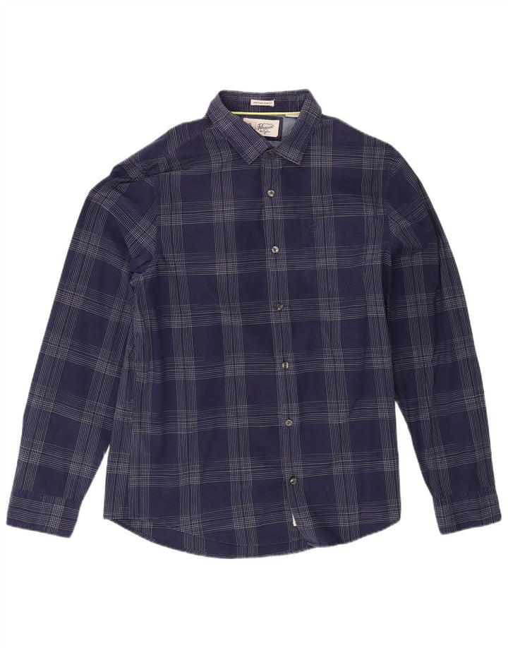 Penguin - Camicia slim fit Heritage da uomo, grande, in cotone a quadri blu navy