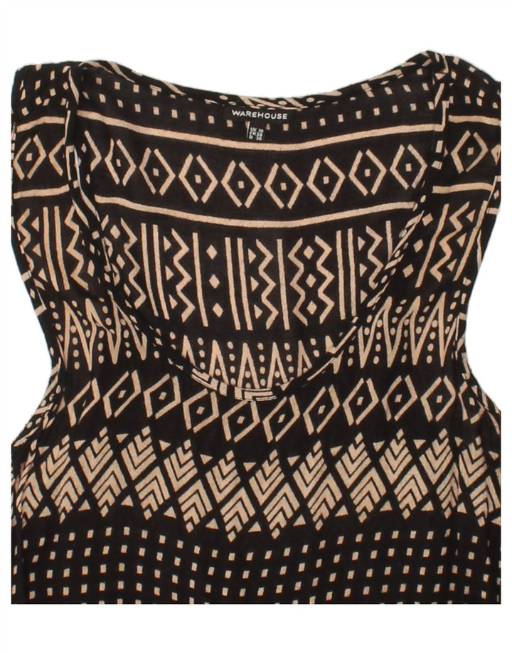 WAREHOUSE Womens Abstract Pattern Sleeveless Maxi Dress UK 10 Small Black Vintage Warehouse and Second-Hand Warehouse from Messina Hembry 