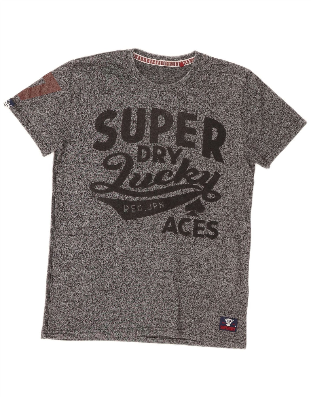 T-shirt grafica da uomo Superdry Top in cotone chiazzato grigio piccolo