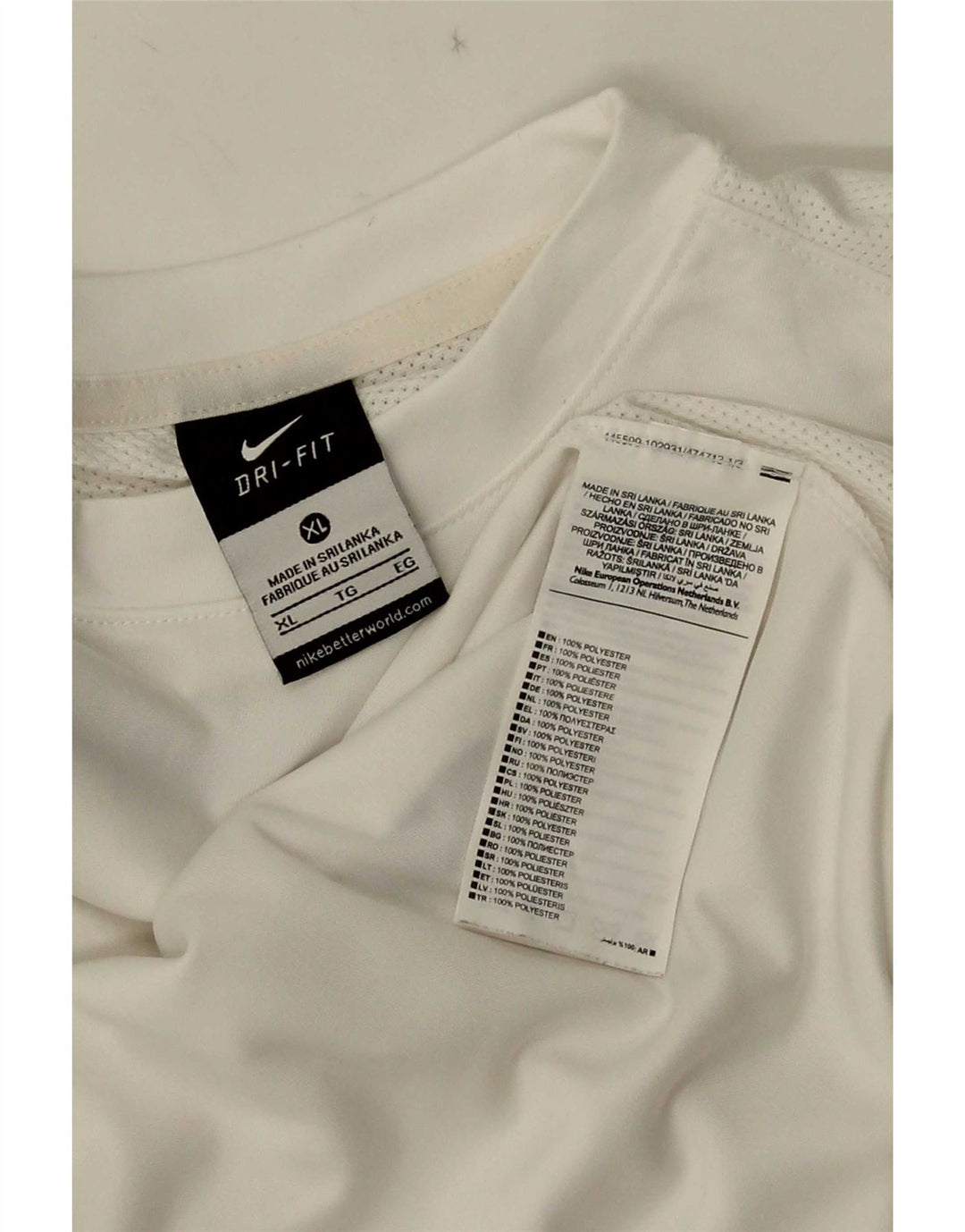 T-shirt da uomo Nike Dri Fit Top XL poliestere color block bianco