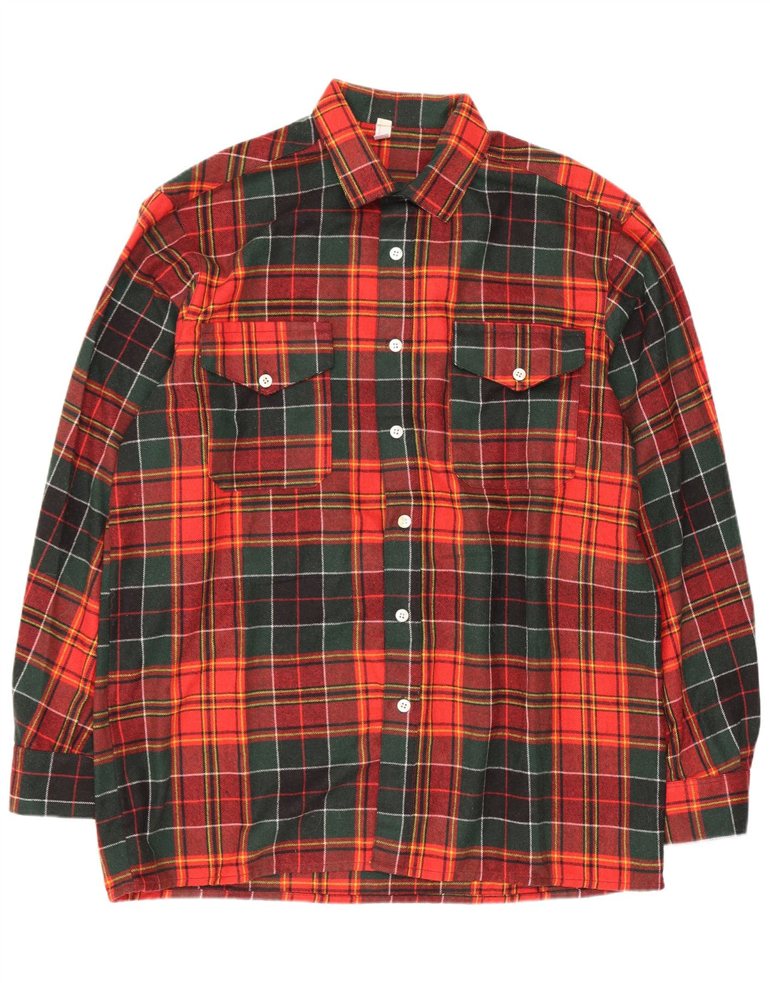 Camicia da uomo vintage in flanella taglia 43 grande lana scozzese rossa