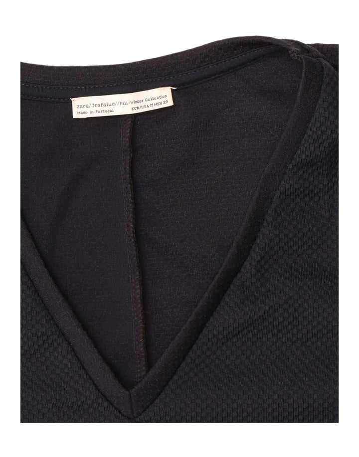 Top corto da donna Zara a maniche lunghe UK 14 blu navy medio