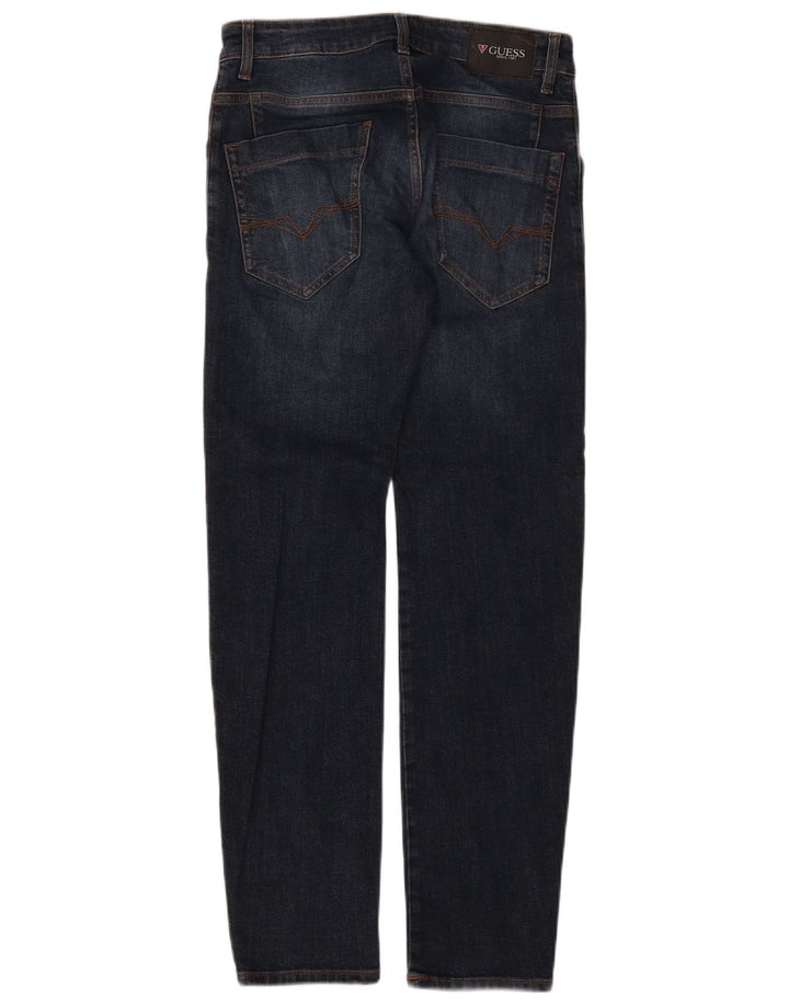 GUESS Mens Tapered Jeans W28 L32 Navy Blue Cotton
