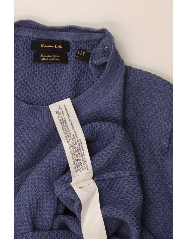 Maglione maglione girocollo da uomo Massimo Dutti grande cotone blu