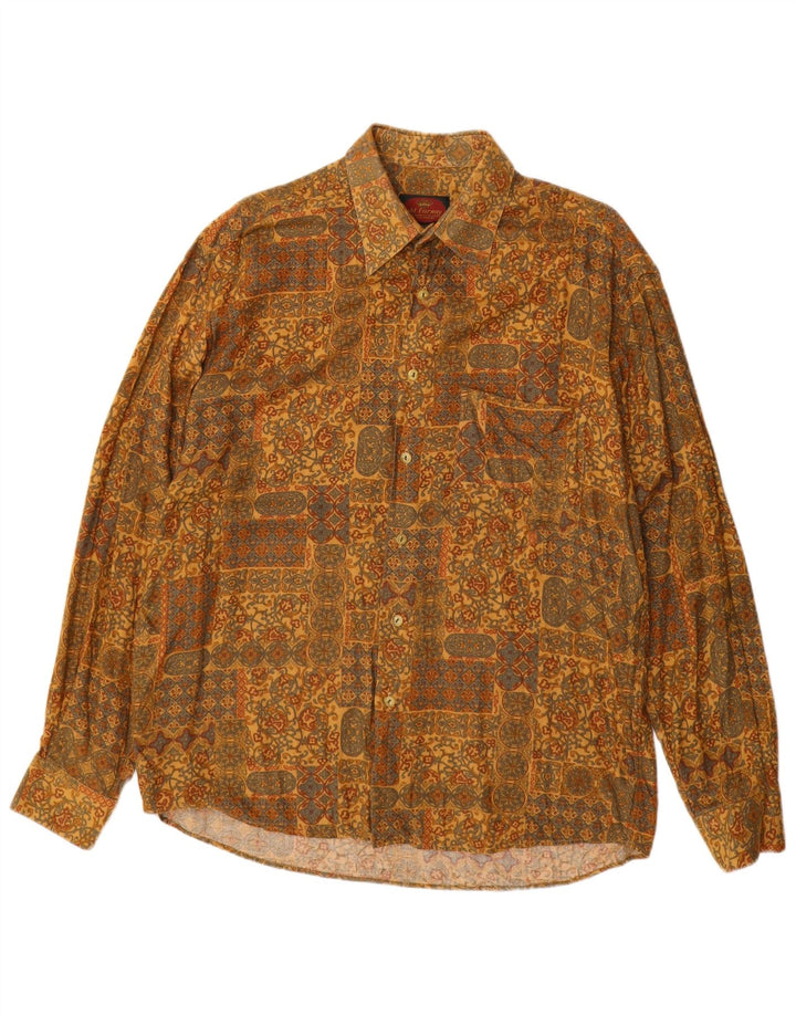 Camicia da uomo OLD FARWAY Taglia 40 15 1/2 Viscosa Paisley gialla media