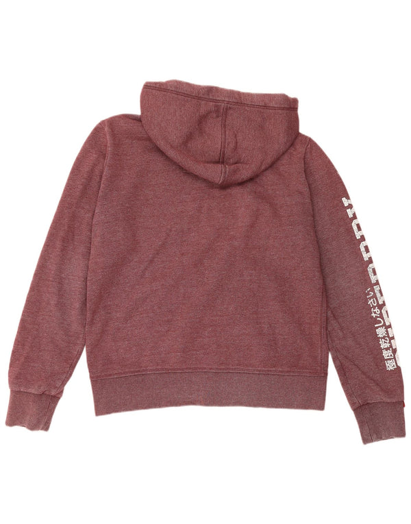 Felpa con cappuccio e zip grafica da uomo Superdry XL in cotone bordeaux