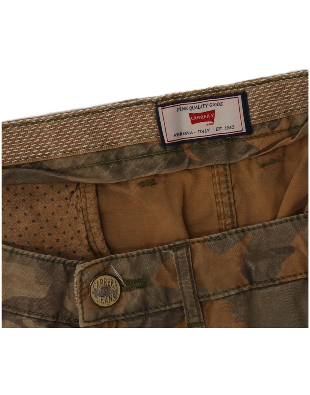 Pantaloncini cargo da uomo Carrera W38 XL mimetici kaki