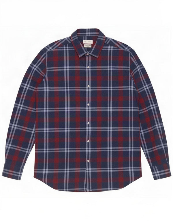 Massimo Dutti Camicia da uomo grande blu navy a quadri