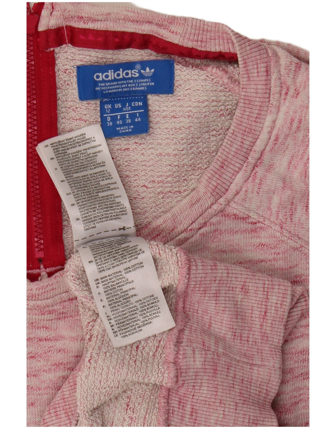 Felpa da donna Adidas Jumper UK 12 cotone chiazzato rosa medio
