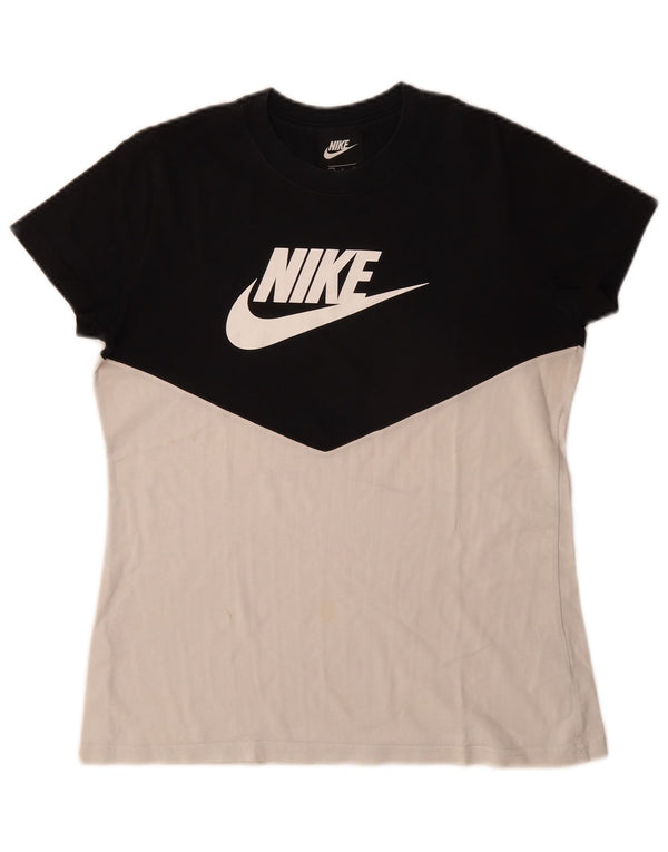 T-shirt grafica da donna Nike Top UK 10 Small Black Colourblock Cotton