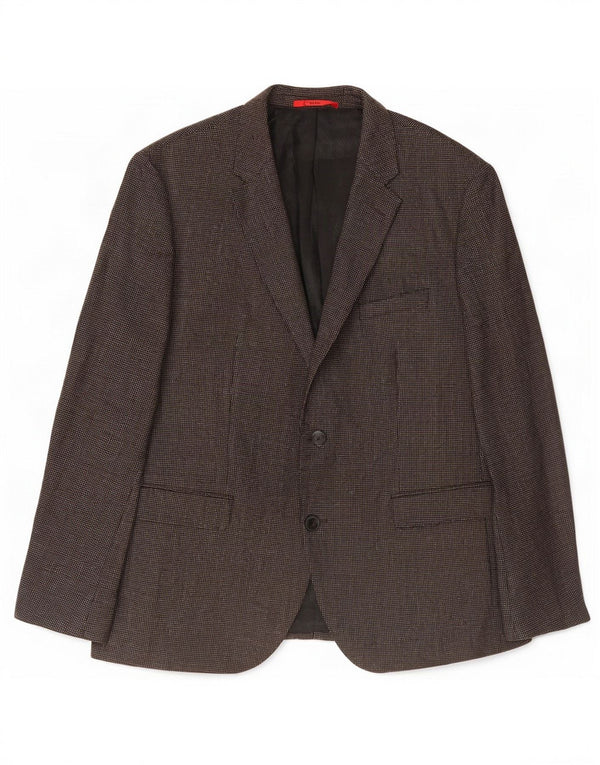 Hugo Boss Giacca blazer a 2 bottoni da uomo US 44 2XL Lana maculata marrone