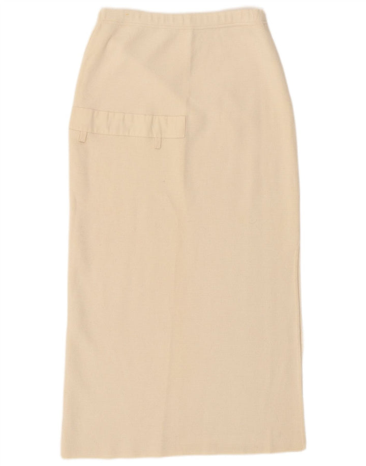 Gonna longuette lavorata a maglia da donna vintage W32 grande bianco sporco