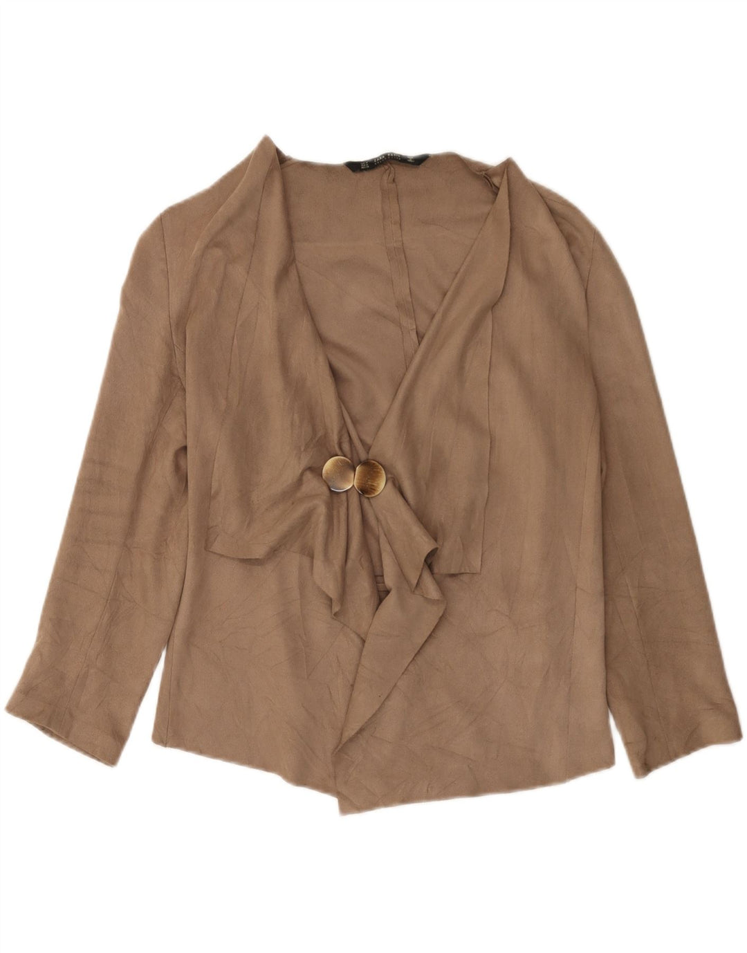 Top cardigan con maniche a 3/4 da donna Zara UK 14 Poliestere beige medio
