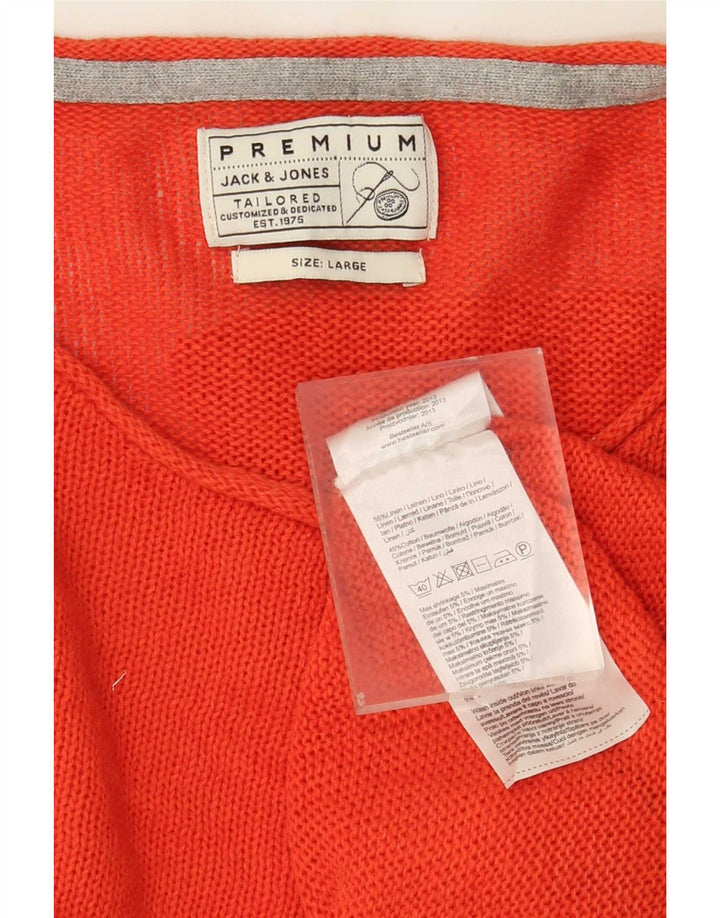Maglione maglione girocollo da uomo Jack & Jones grande lino arancione