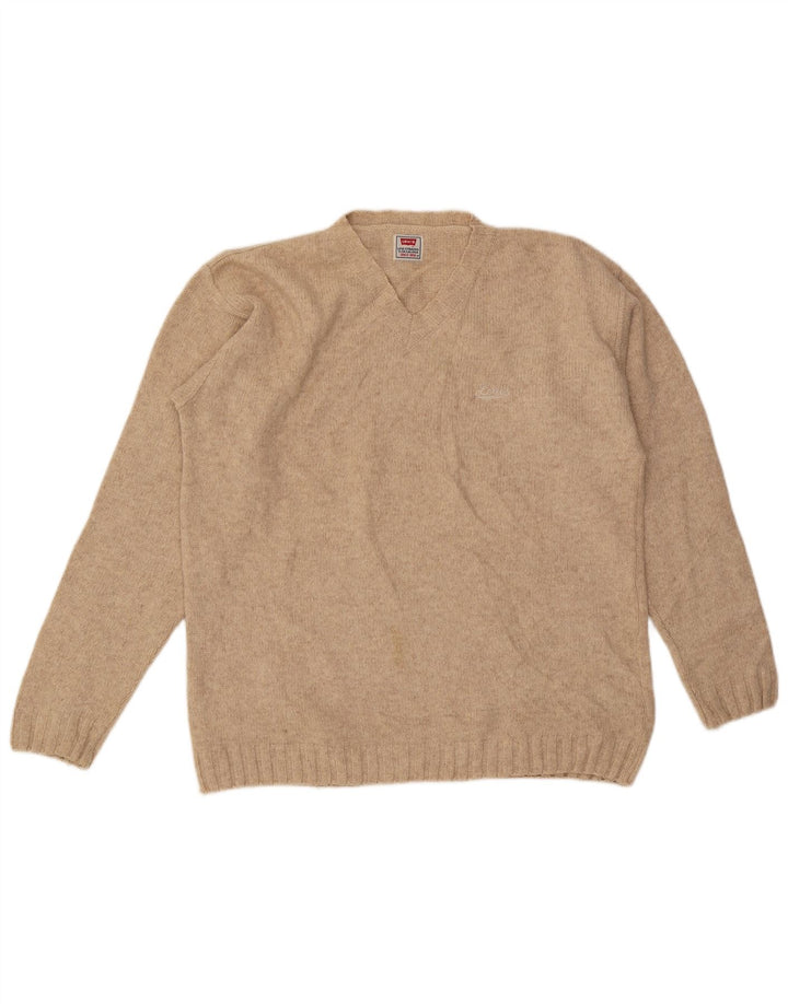Maglione da uomo con scollo a V Levi's in lana beige medio