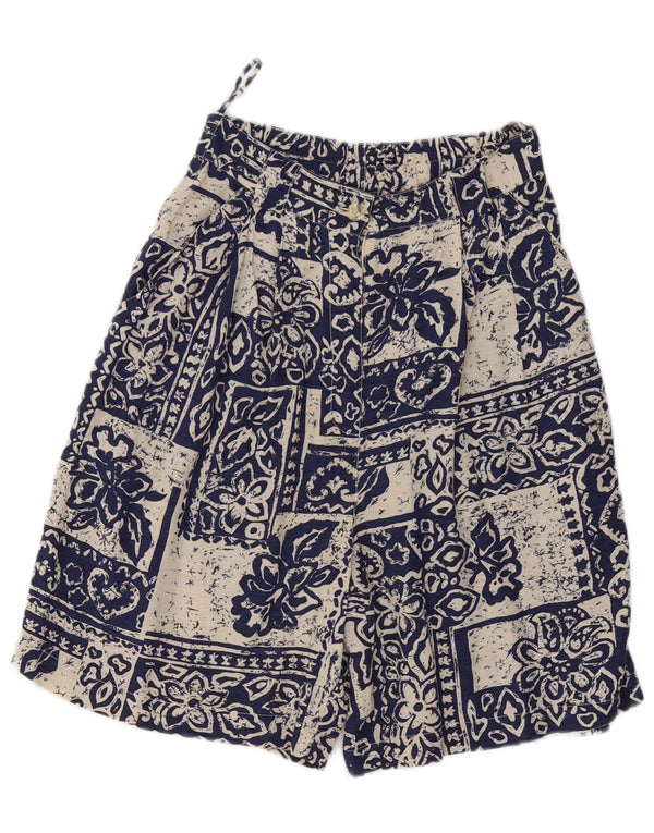 Pantaloncini casual con ancoraggio a vita alta da donna vintage medi W28 blu floreale