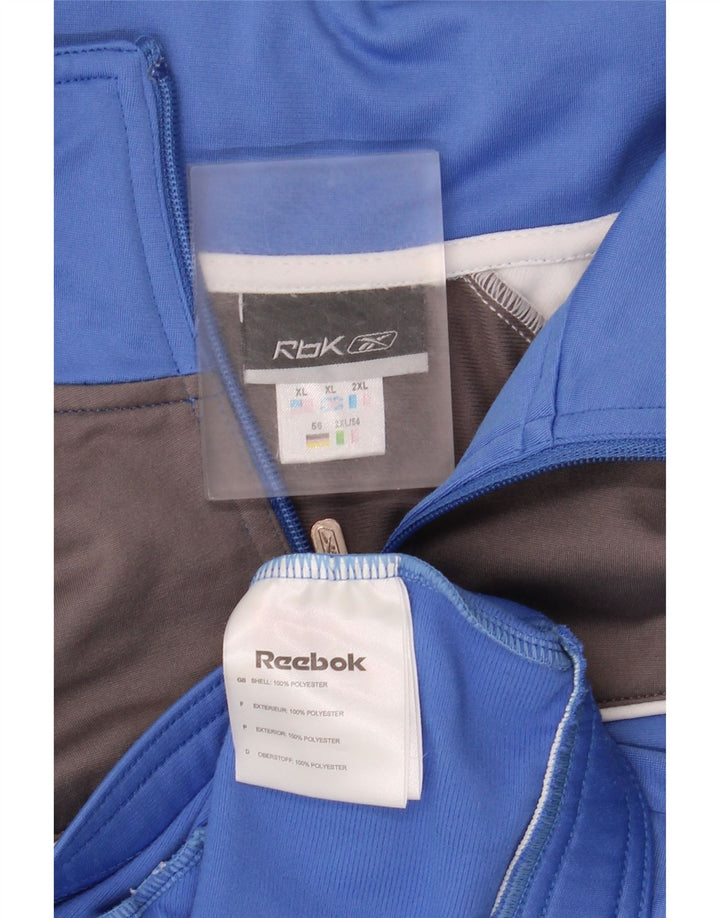 Giacca da ginnastica Reebok da uomo con vestibilità regolare, XL, in poliestere color block blu