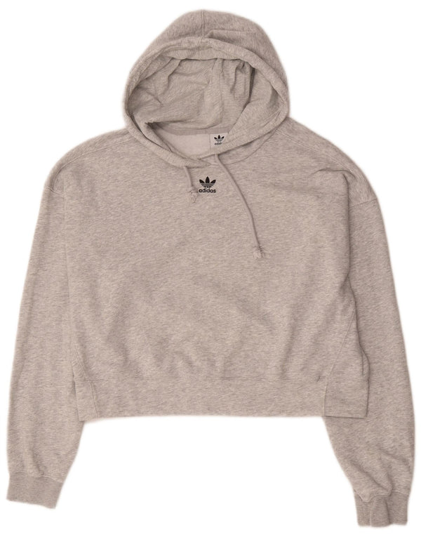 Maglione con cappuccio oversize corto da donna Adidas UK 14 Cotone chiazzato grigio medio