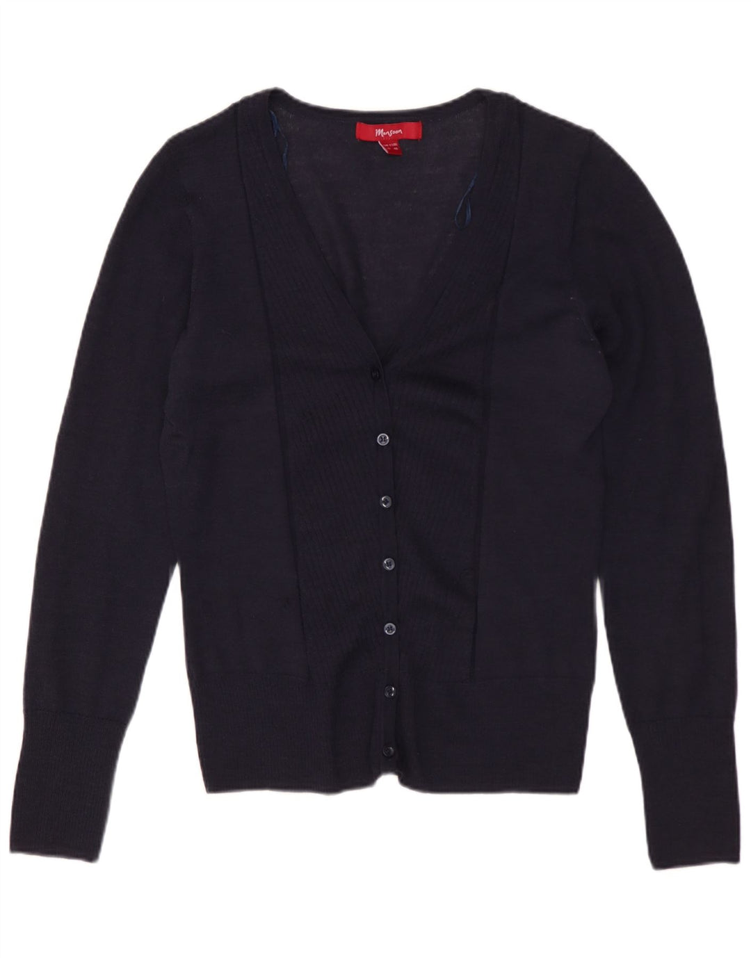 Maglione cardigan da donna Monsoon UK 12 Lana merino medio blu navy