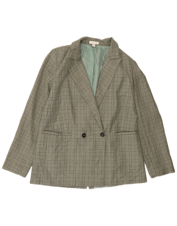 Giacca blazer doppiopetto alta da donna Topshop UK 12 verde medio a quadri