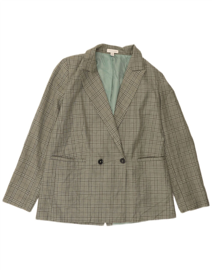 Giacca blazer doppiopetto alta da donna Topshop UK 12 verde medio a quadri