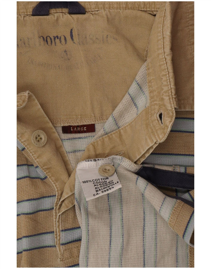 MARLBORO CLASSICS Polo da uomo a righe grandi beige