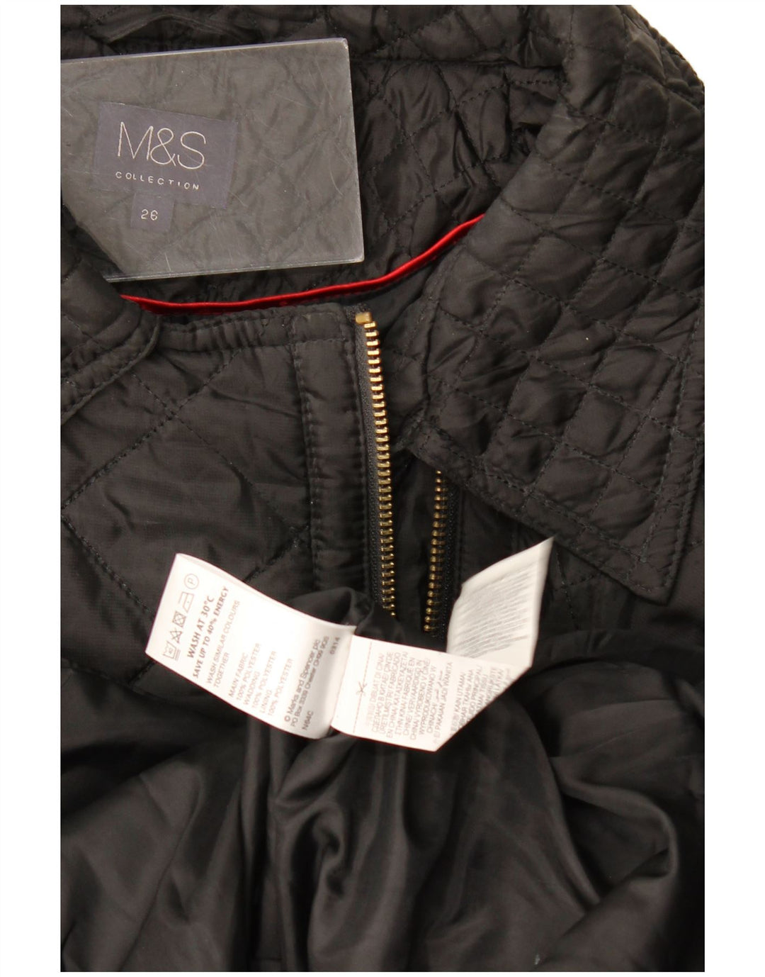 Giacca trapuntata da donna Marks & Spencer UK 26 XL poliestere nero