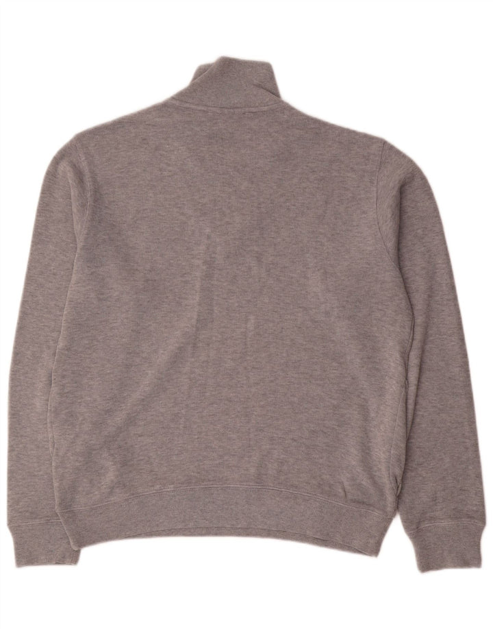 Felpa da uomo con collo con zip Lacoste, taglia 4, cotone chiazzato grigio medio
