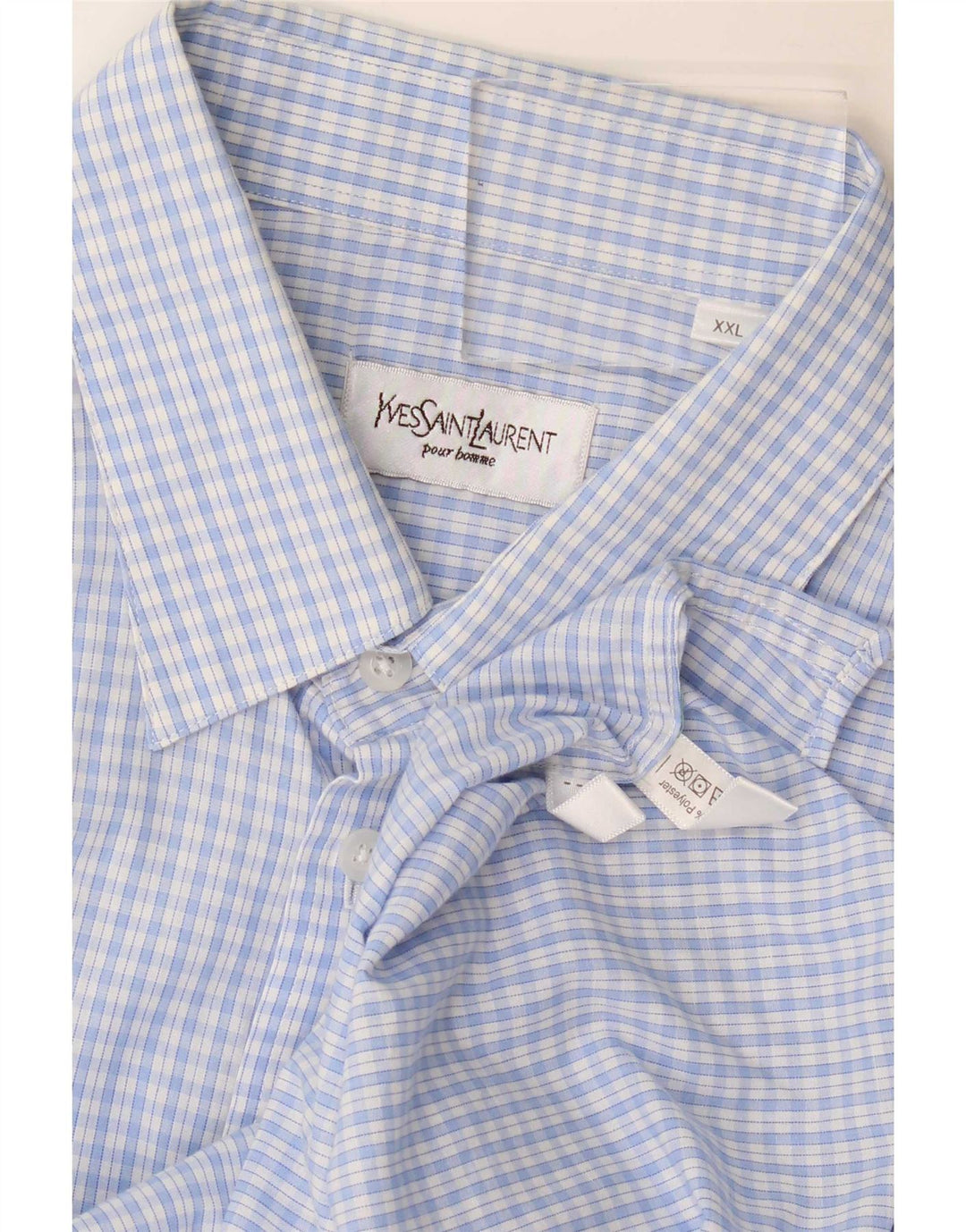 Camicia da uomo Yves Saint Laurent 2XL in cotone a quadri blu