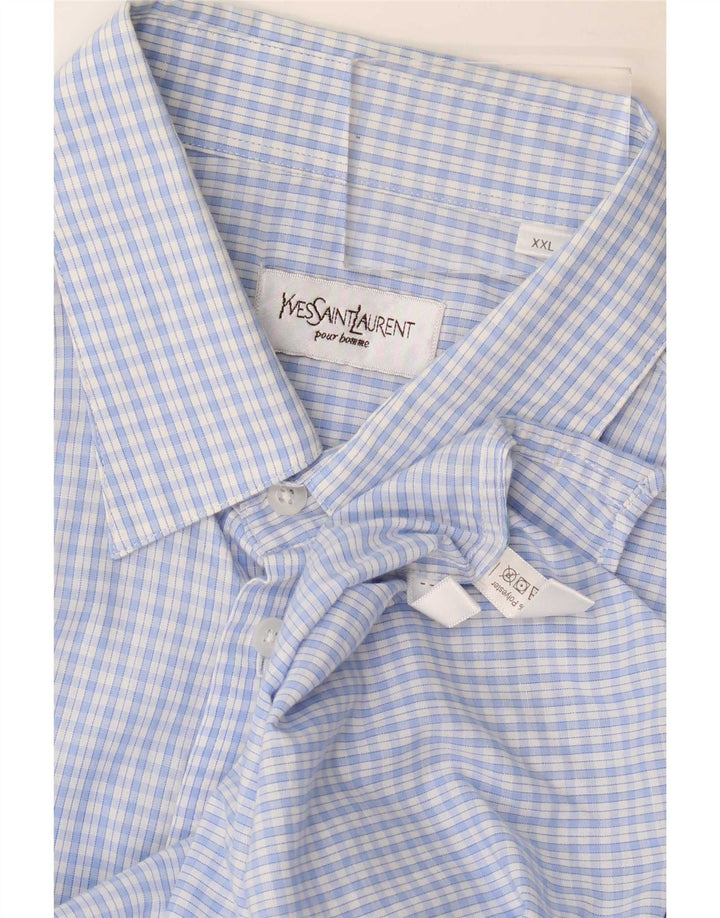 Camicia da uomo Yves Saint Laurent 2XL in cotone a quadri blu