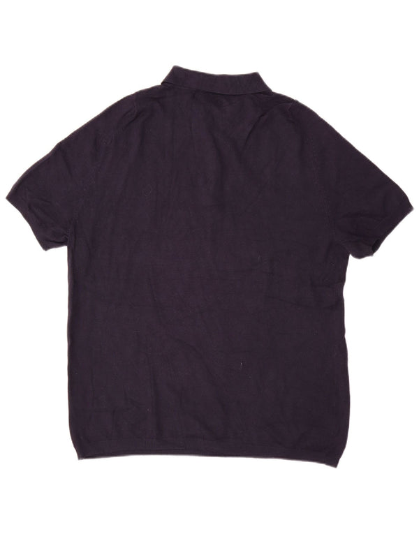 Maglione Zara da uomo a maniche corte con collo a polo grande blu navy
