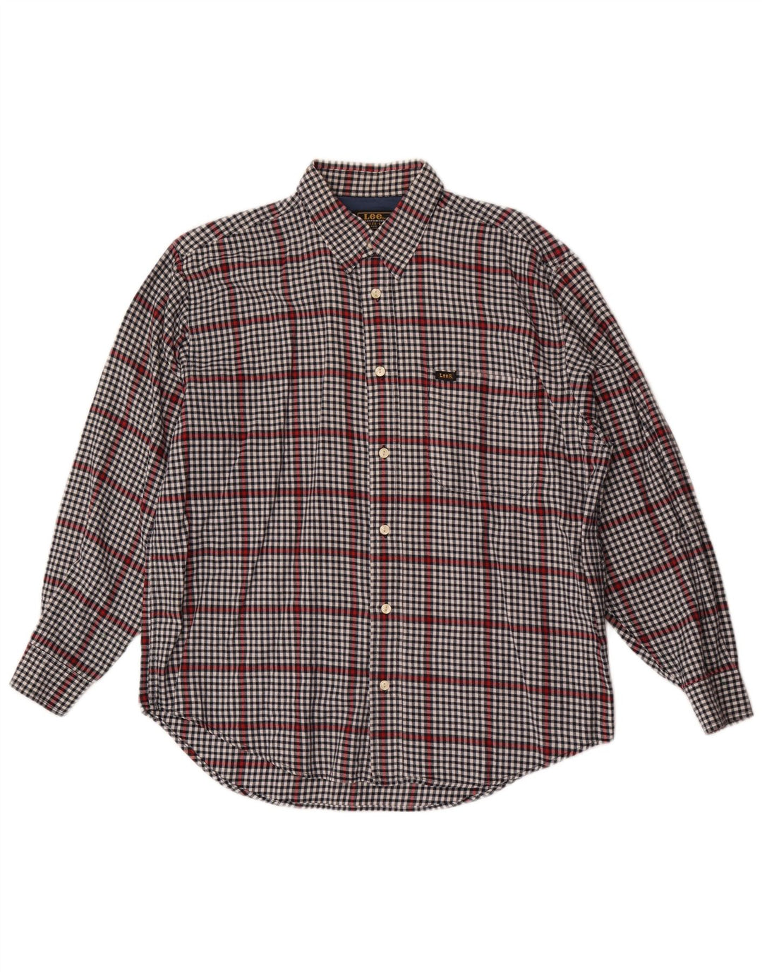 Camicia da uomo Lee grande in cotone a quadretti grigio