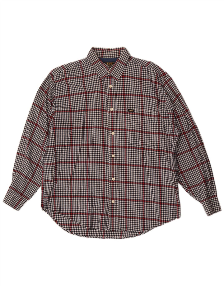 Camicia da uomo Lee grande in cotone a quadretti grigio