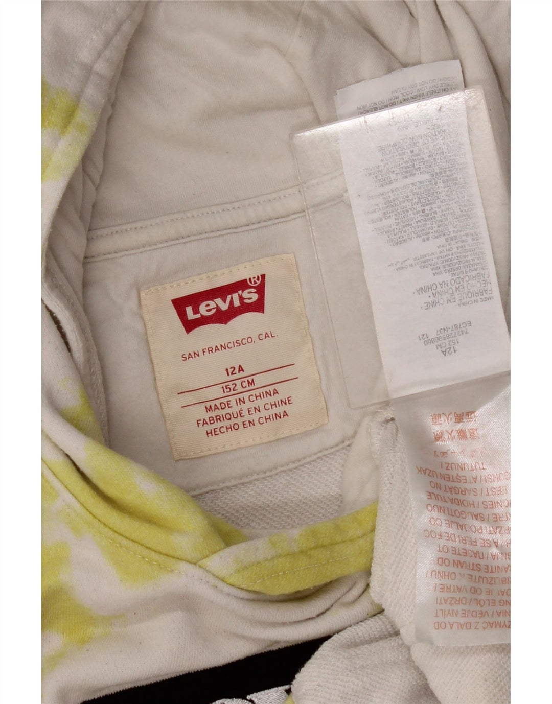 Maglione con cappuccio grafico per ragazze LEVI'S 11-12 anni in cotone bianco tie-dye
