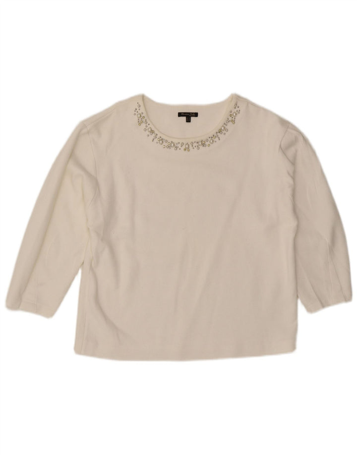 Maglia da donna Massimo Dutti manica 3/4 UK 14 medio bianco
