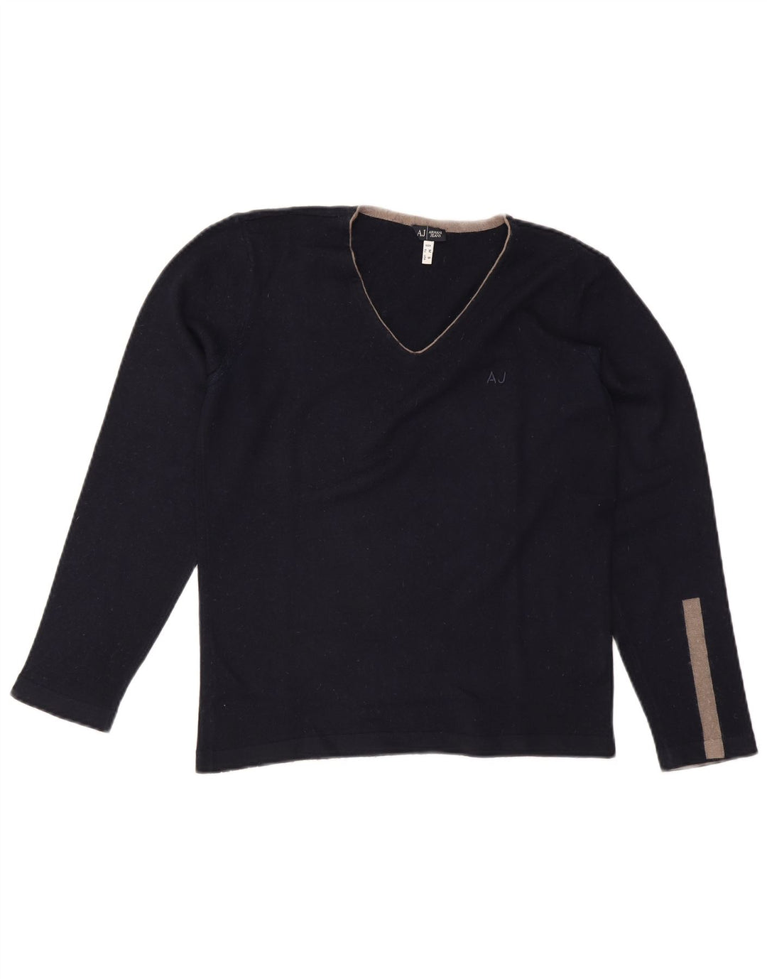 Armani Jeans Maglione da uomo con scollo a V in lana color block medio blu navy