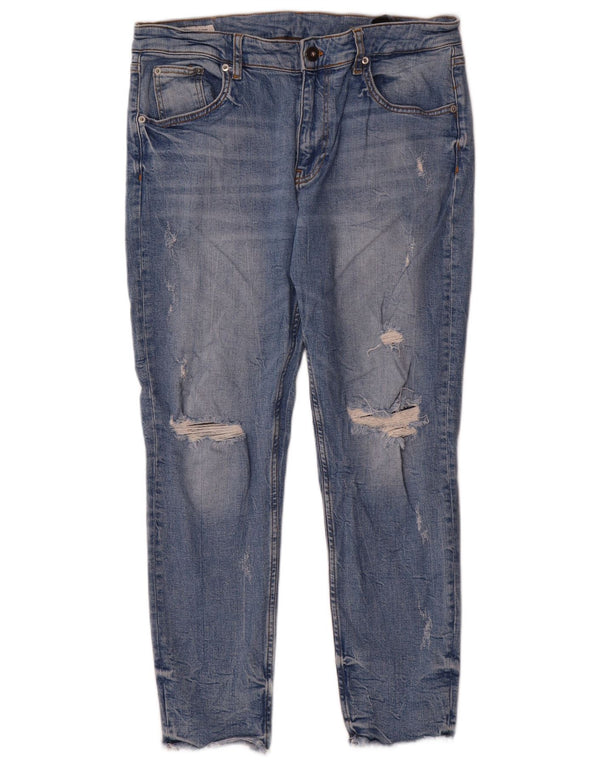 Jeans skinny effetto invecchiato da uomo Zara EU 44 Large W34 L27 cotone blu